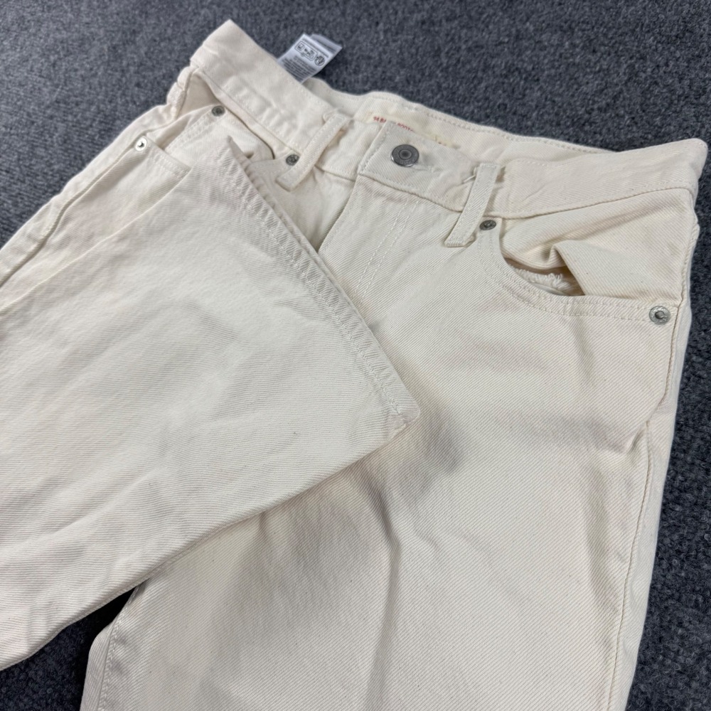 Levi's 94 Baggy Bootcut Jeans 26 Cream Off White High Rise Denim Womens